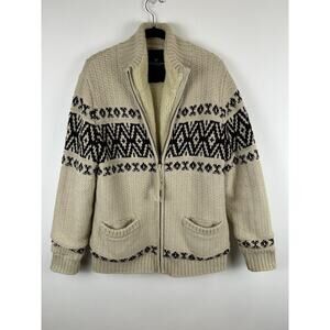 American Eagle Heavy Lined Size L Large Sherpa Lined Full Zip Sweater Fair Isle